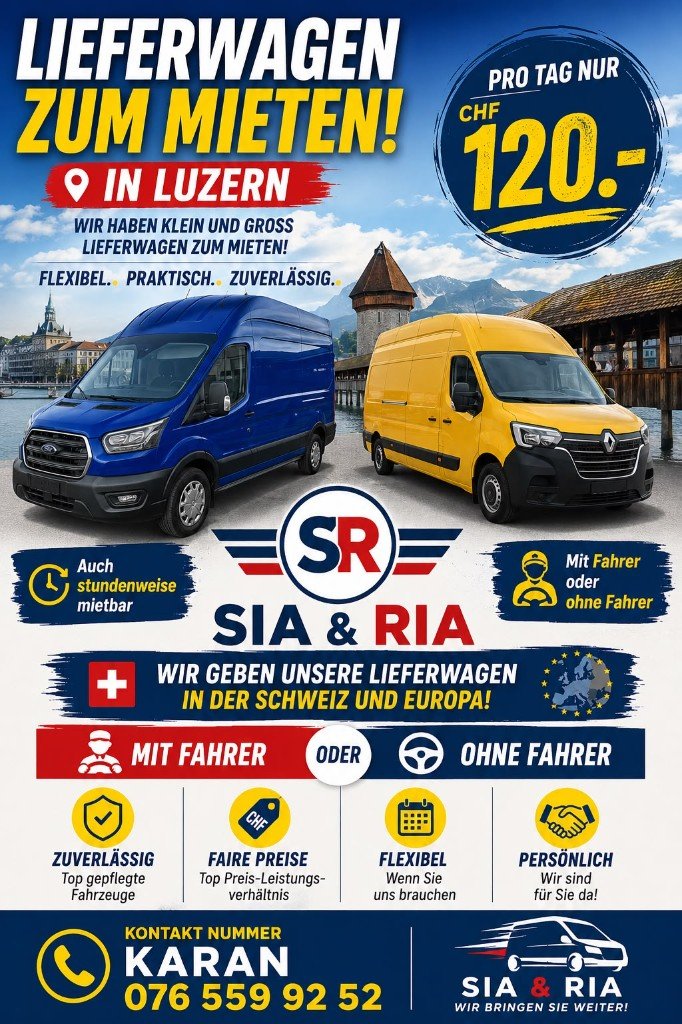 S&R Travels, Lieferwagen mit oder ohne Fahrer